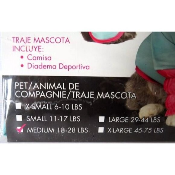 Barbie Aerobics Pet Costume Medium 18-28 Lbs Shirt Sweatband Turquoise & Pink - Picture 2 of 4